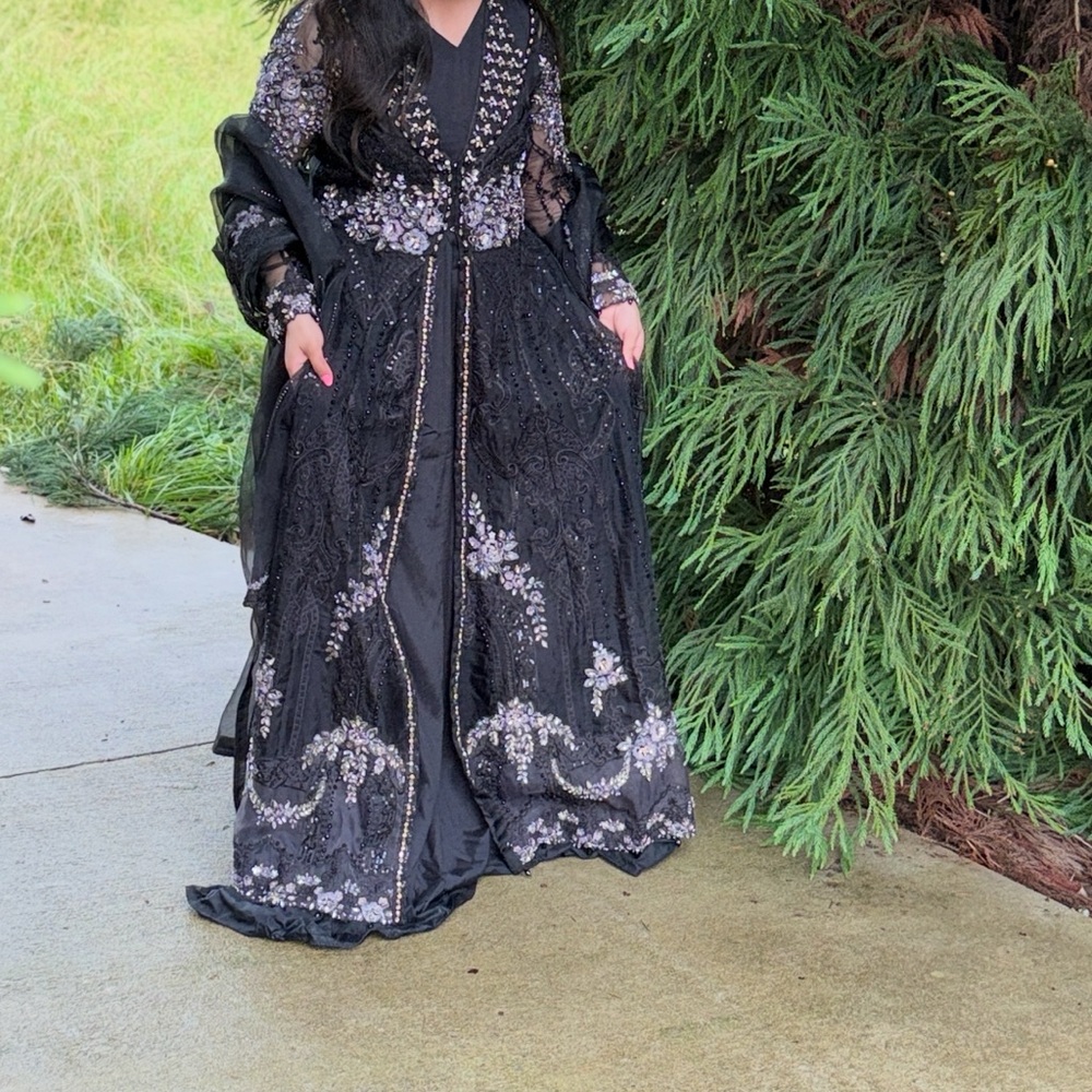 Elegant Black stone work Maria B Designer Dress only wore it for couple hours!